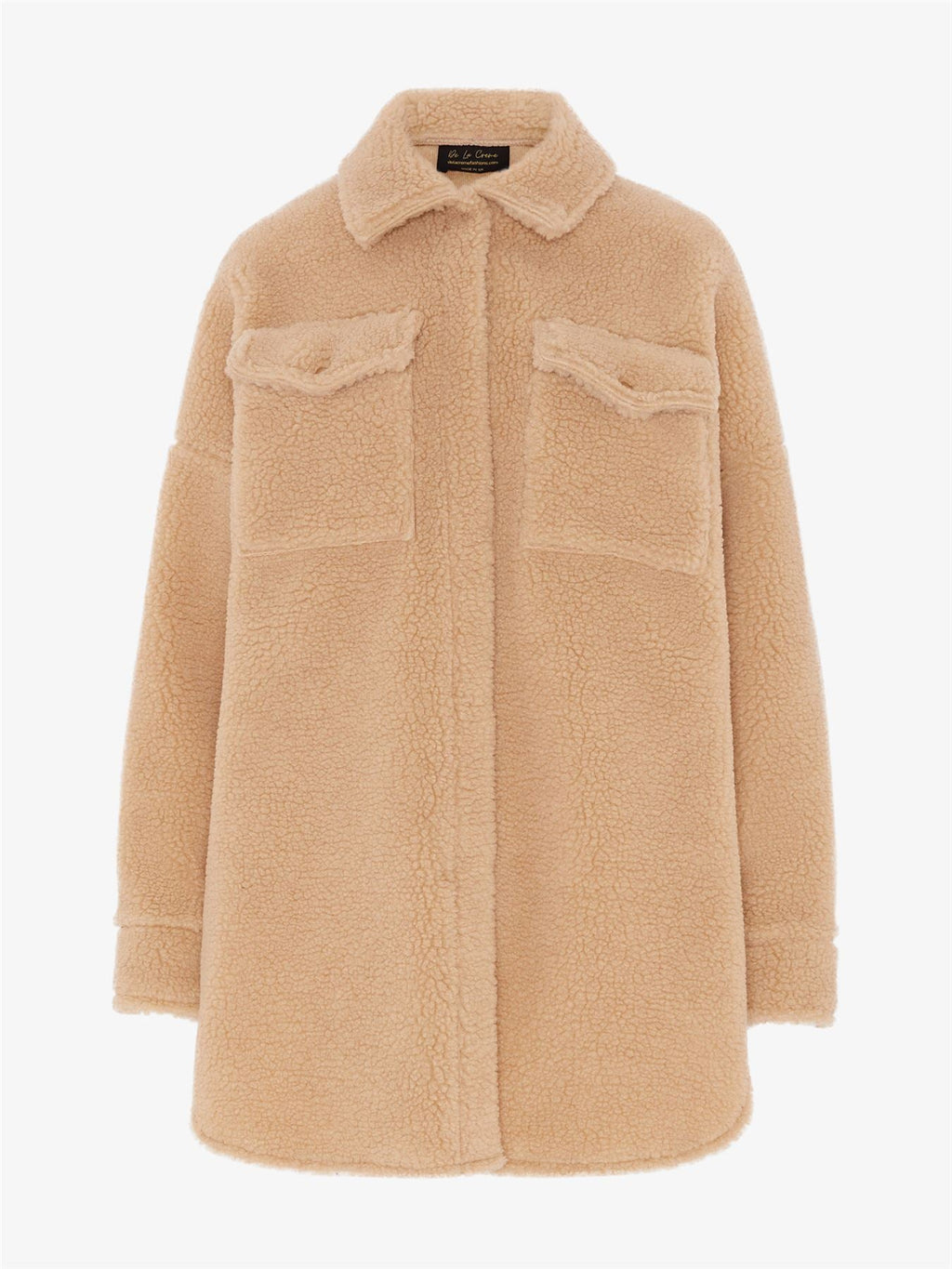 Oversized Stud Button Borg Teddy Shacket