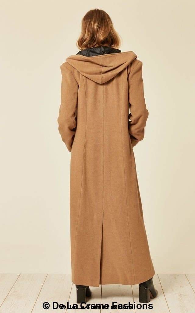 Oversized Faux Wool Blend Hooded Long Coat (1716)