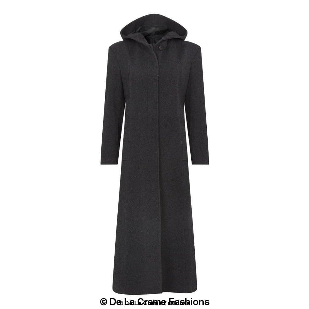 Oversized Faux Wool Blend Hooded Long Coat (1716)