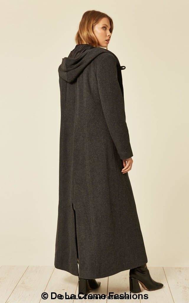Oversized Faux Wool Blend Hooded Long Coat (1716)