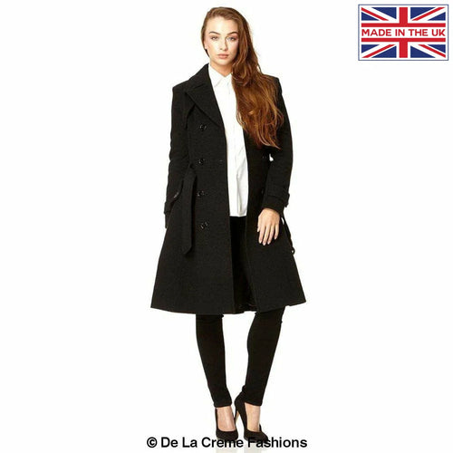 Faux Wool Blend Double Breasted Coat (1201)