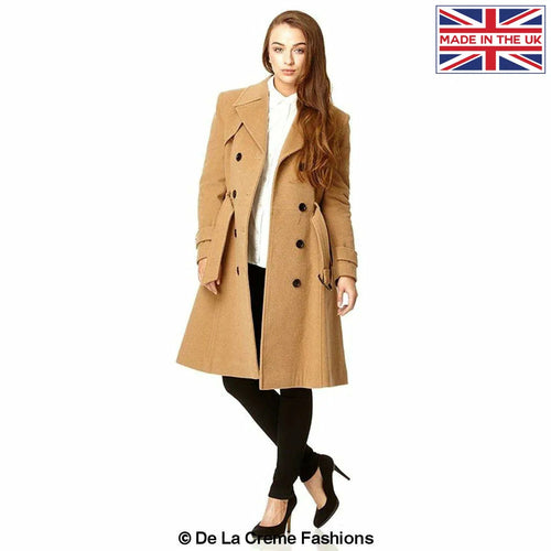 Faux Wool Blend Double Breasted Coat (1201)