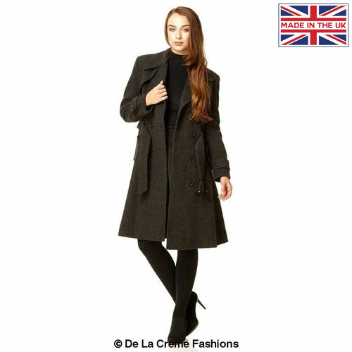 Faux Wool Blend Double Breasted Coat (1201)